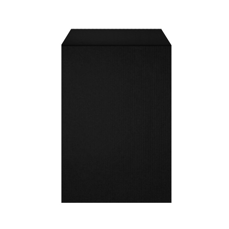 Smart buy: gift bags with flap, outside and inside solid black on strong narrow ribbed matte paper.
 