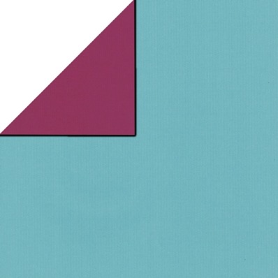 Gift paper on the front in solid light blue, backside solid cerise pink on strong narrow ribbed matte paper.
 
