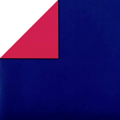 Gift paper on the front in solid royal blue, backside solid red on strong narrow ribbed matte paper.
 