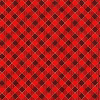 Counter rolls of wrapping paper in red diagonal squares with gold edges on strong white paper.
 