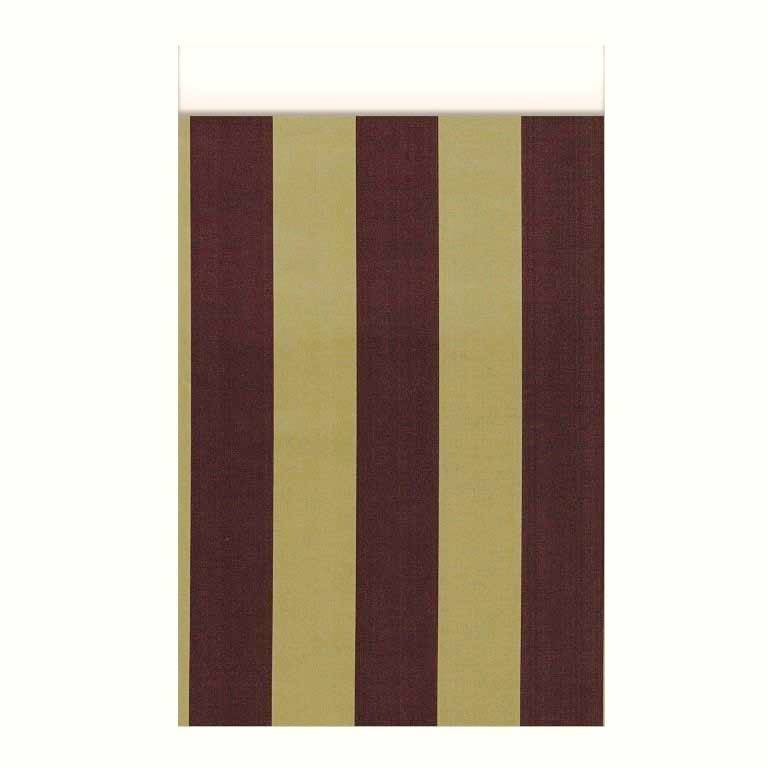 Gift bags with 2 cm flap, gold stripes over matt burgundy on strong paper.
 
